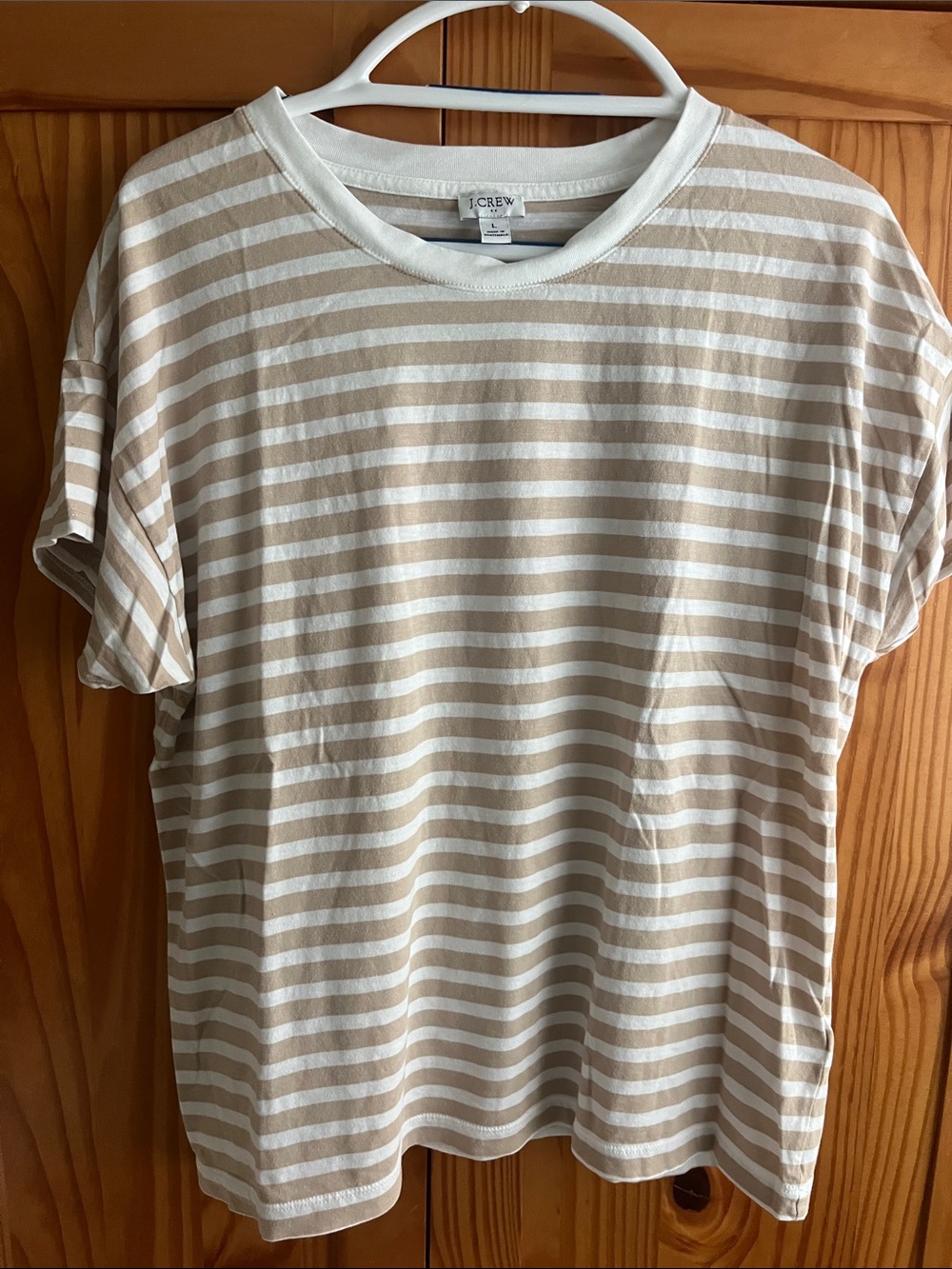 J. Crew Women’s  Tan and White Striped Short-Sleeve Tee